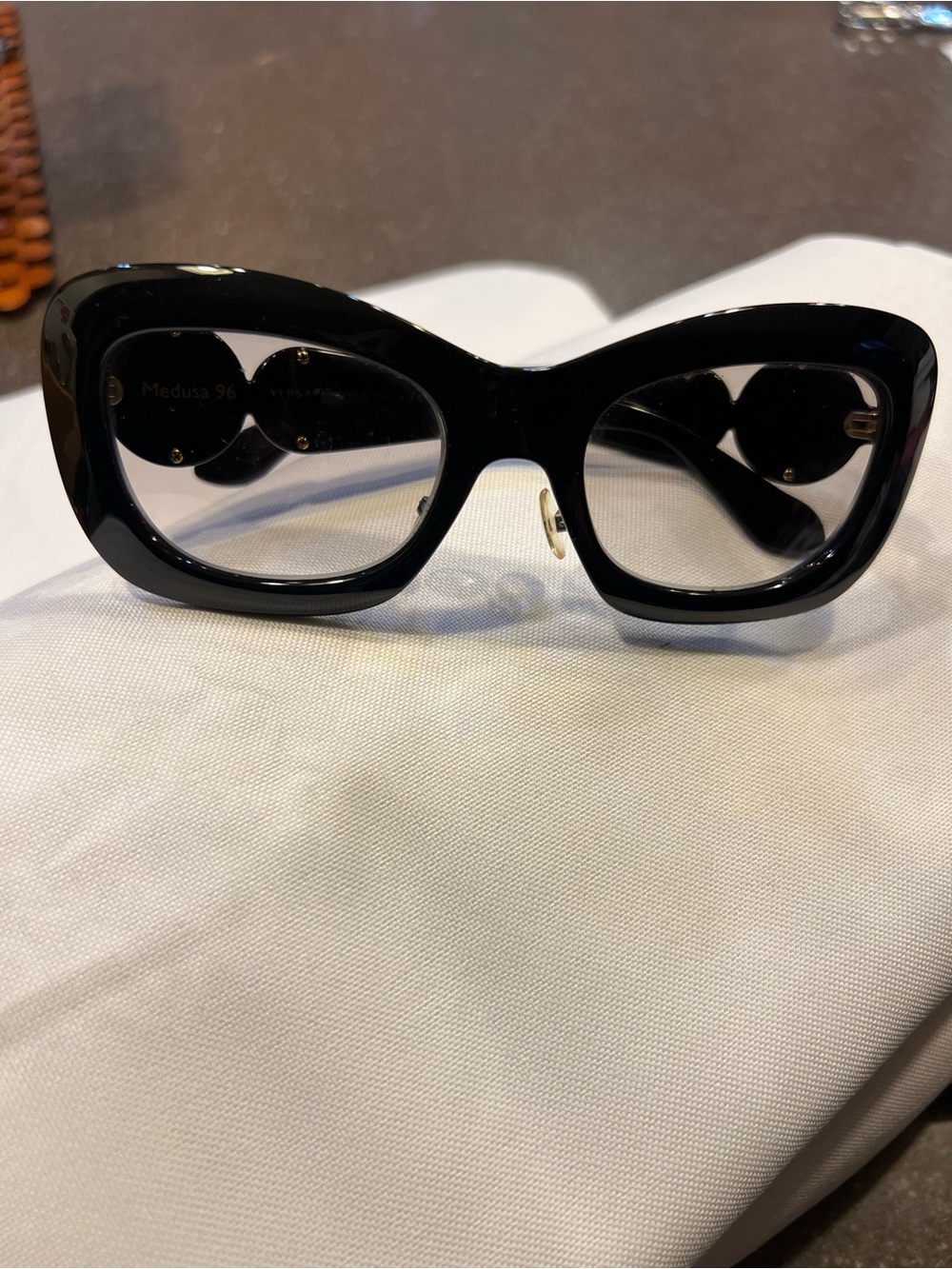 Versace Medusa Oversized Square Black with Gold Medallion Logo - Picture 3 of 10